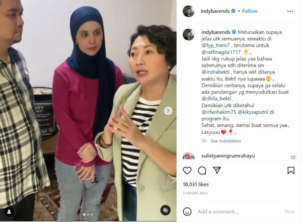 Aldila Jelita Tepis Kuasai Uang Sumbangan Raffi Ahmad untuk Indra Bekti