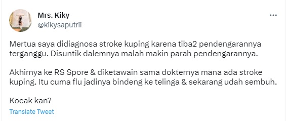 Kiky Saputri Curhat Mertua Didiagnosa Stroke Kuping, Ternyata Flu