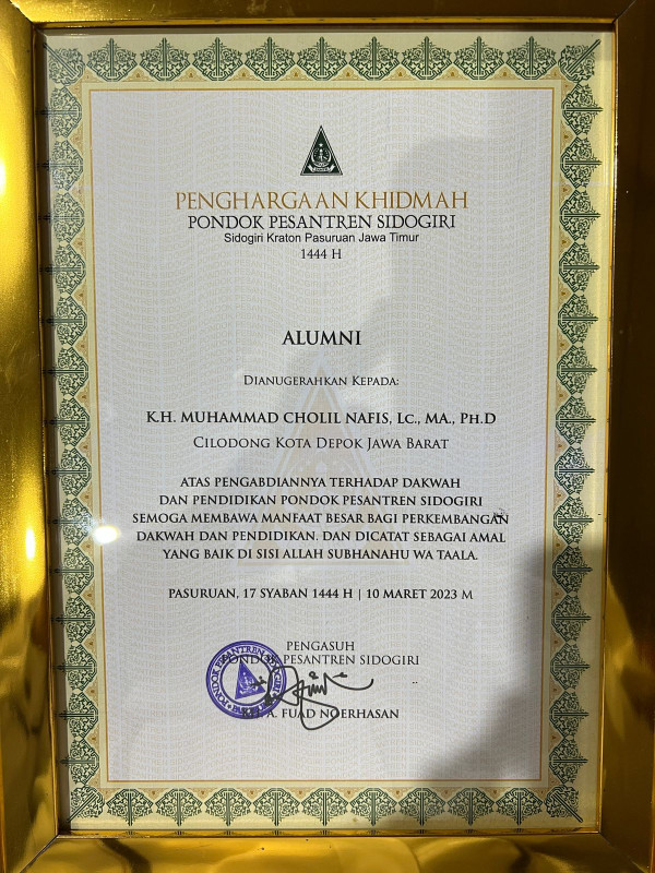 Kiai Cholil Nafis Terpilih Alumni Terbaik Pondok Pesantren Sidogiri