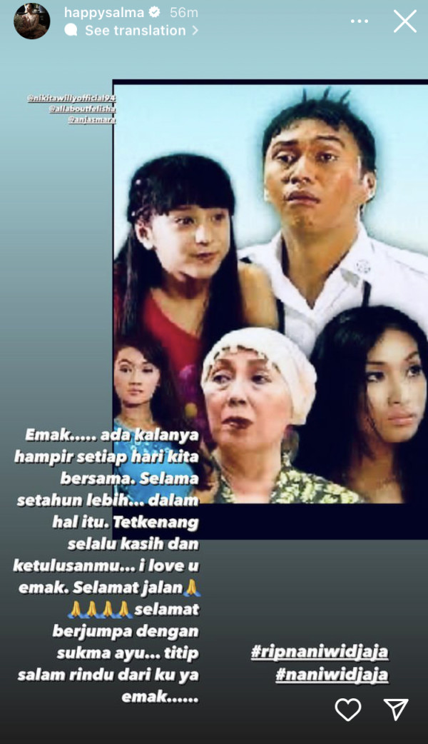 Kenang Mendiang Nani Wijaya saat Syuting Sinetron, Happy Salma: Setiap Hari Kita Bersama
