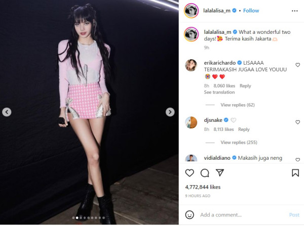 2 Hari Konser di Jakarta, Lisa BLACKPINK Ucapkan Terima Kasih