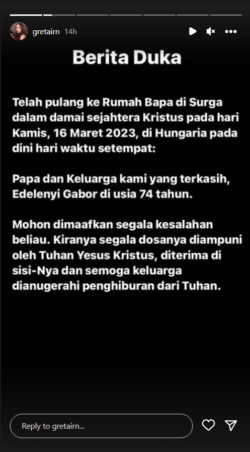 Papa Gabor Ayah Mendiang Laura Anna Meninggal Dunia