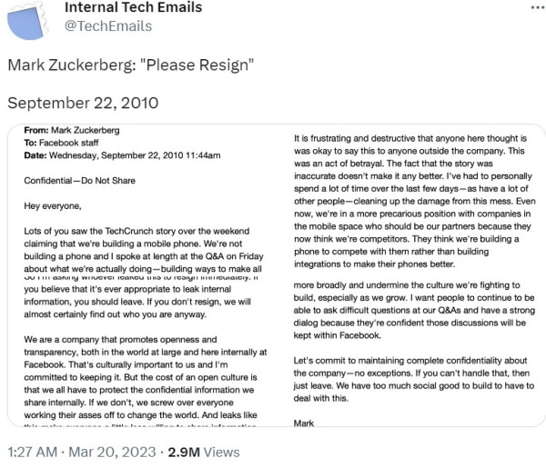 Beredar, Email Mark Zuckerberg Desak Karyawan Pembocor Rahasia Facebook Berhenti Kerja