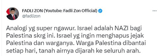 Prof Hikmahanto Samakan Indonesia dengan Nazi, Fadli Zon: Analogi Ngawur