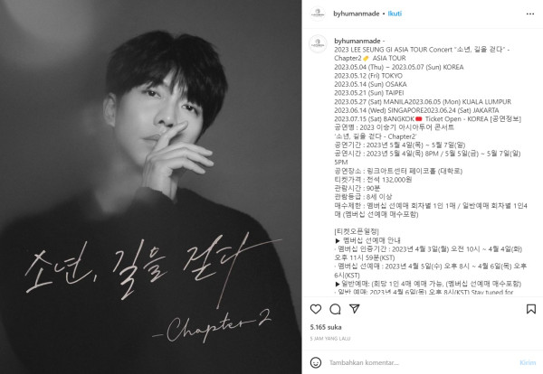Lee Seung Gi Gelar Konser di Jakarta pada 24 Juni 2023