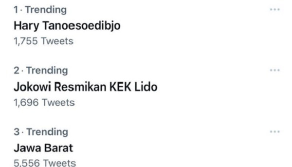 Resmikan KEK Lido, Hary Tanoesoedibjo dan Jokowi Trending Topic di Twitter