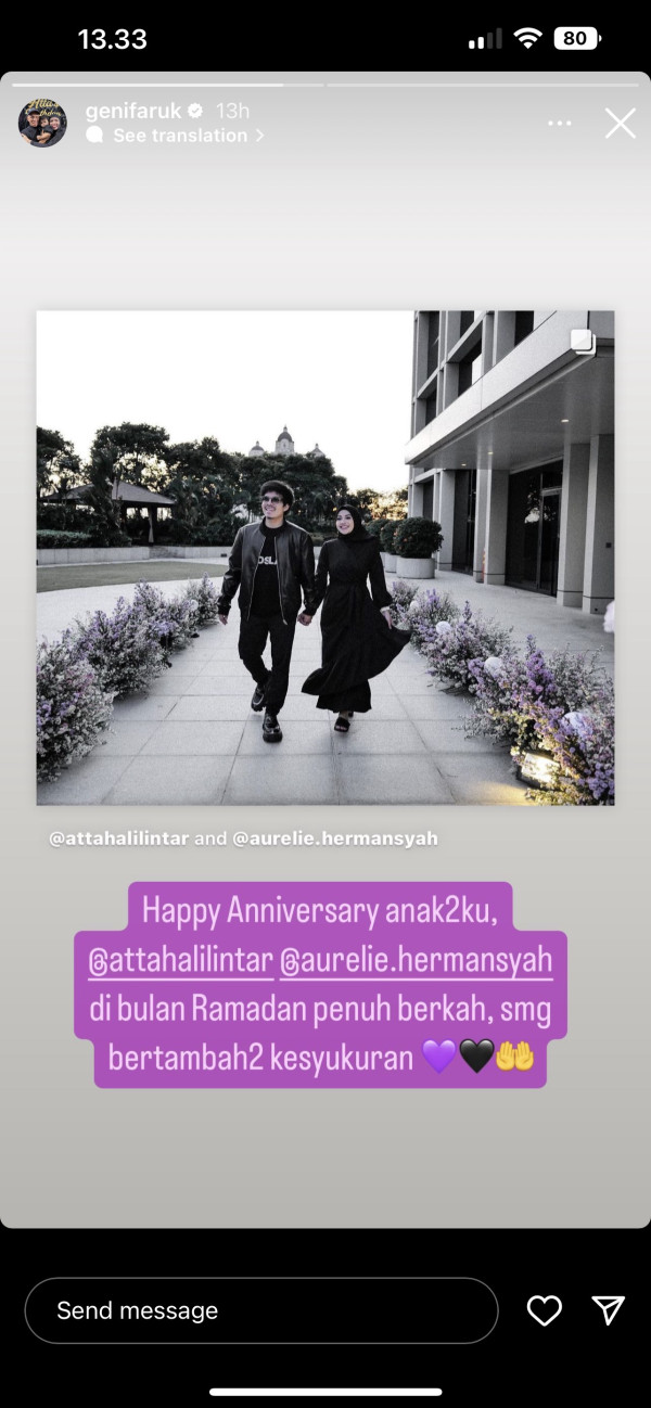 Atta-Aurel Anniversary Pernikahan yang Kedua, Lenggogeni Faruk Ingatkan soal Bersyukur