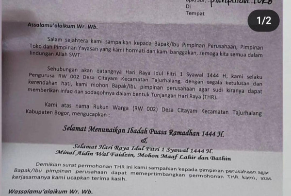 Viral Pengurus RW di Bogor Minta THR ke Pemilik Toko, Plt Bupati: Enggak Usah Pakai Surat