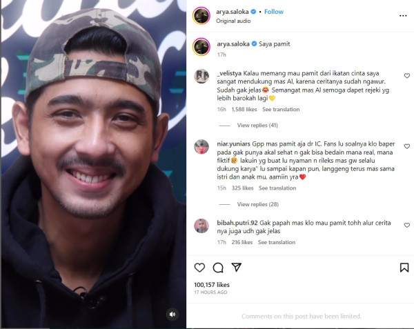 Arya Saloka Umumkan Pamit dari yang Dikerjakan, Ada Apa?