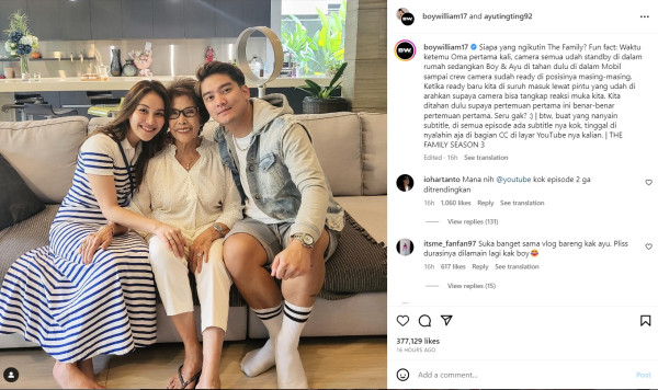 Boy William Pamer Kebersamaan dengan Ayu Ting Ting dan Oma, Langsung Ditagih Nikah