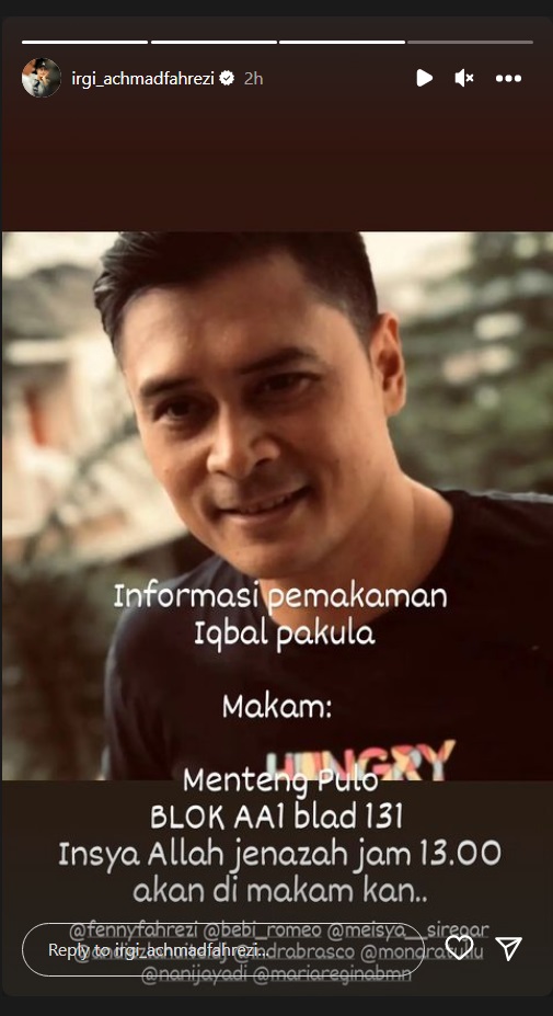 Iqbal Pakula Akan Dimakamkan di TPU Menteng Pulo Hari Ini