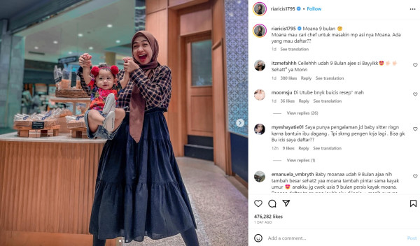 Ria Ricis Cari Chef untuk Masakin MPASI Moana: Ada yang Mau Daftar?