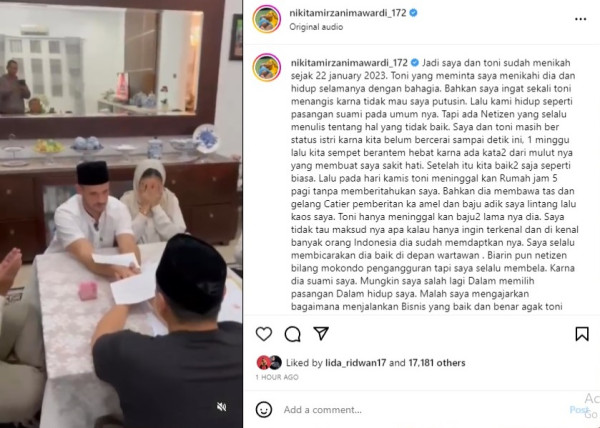 Nikita Mirzani Umumkan Sudah Menikah dengan Antonio Dedola tapi Ditinggal Kabur
