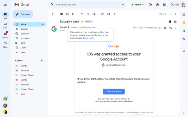 Gmail Kini Punya Verifikasi Centang Biru, Ini Bedanya dengan Punya Twitter