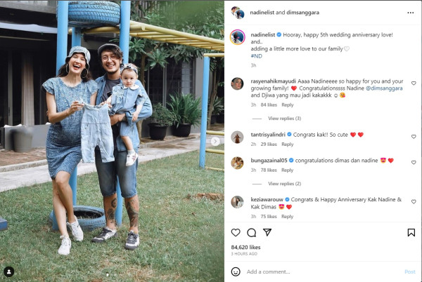 Nadine Chandrawinata Umumkan Hamil Anak Kedua di Perayaan Ultah Pernikahan