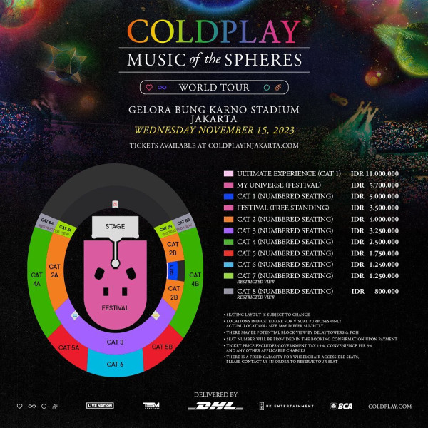 Ini Daftar Harga Tiket Konser Coldplay di Jakarta, Rp800 Ribu hingga Rp11 Juta
