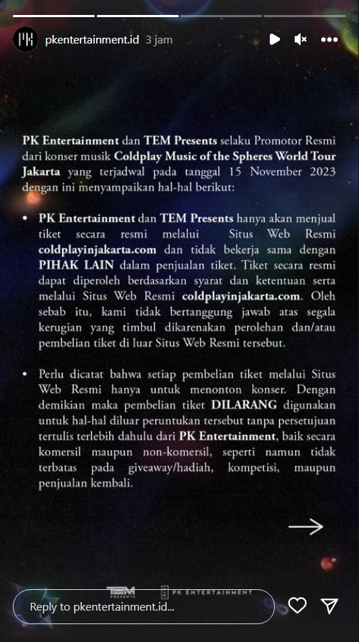 Catat! Ini Syarat Membeli Tiket Konser Coldplay di Jakarta