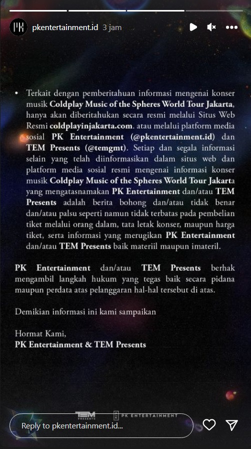 Catat! Ini Syarat Membeli Tiket Konser Coldplay di Jakarta