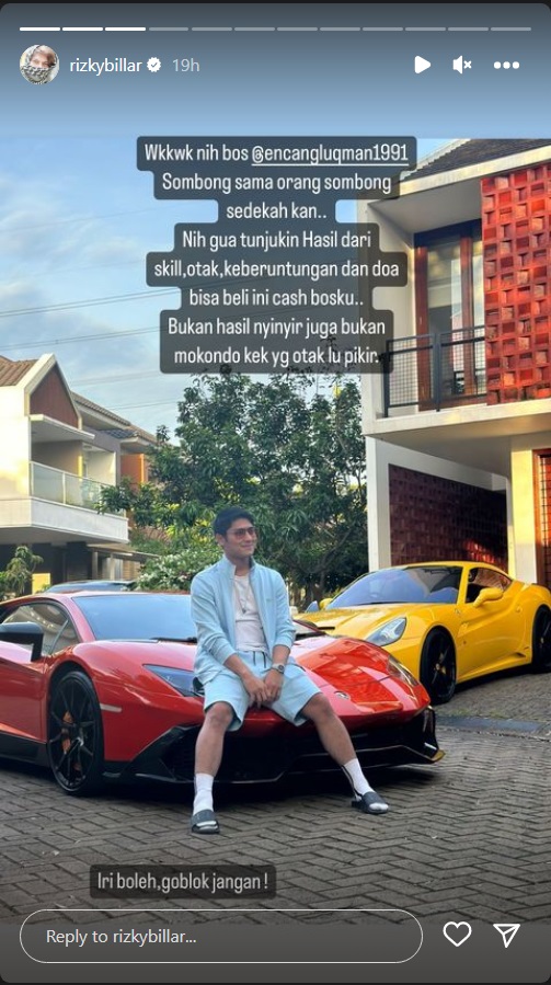 Rizky Billar Pamer Mobil Mewah usai Disebut Hater Artis Kurang Laku: Beli Cash Bosku!