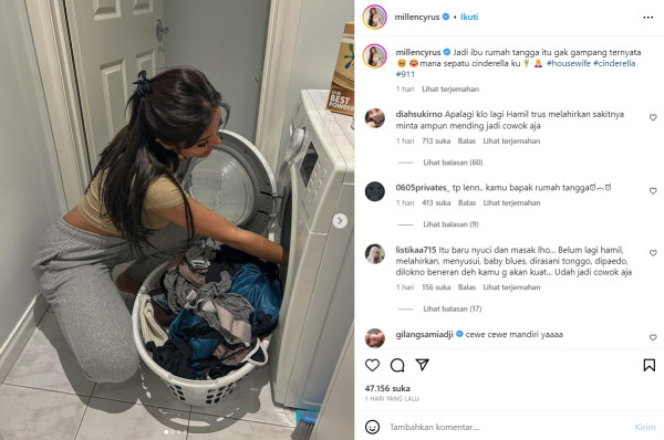 Millen Cyrus Curhat Sulitnya Jadi Ibu Rumah Tangga, Netizen: Udah Jadi Cowok Aja