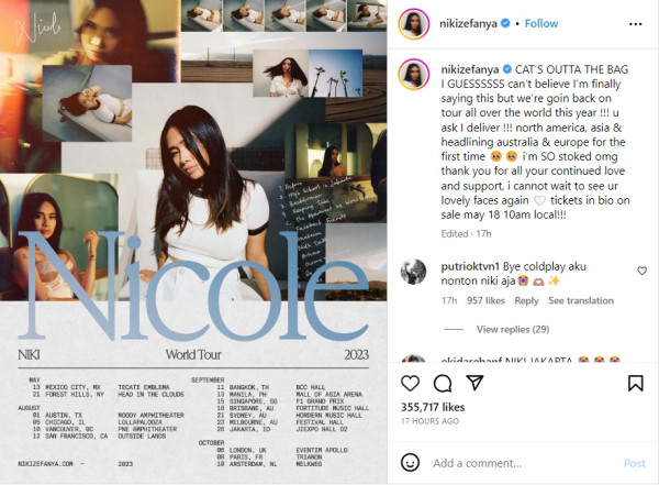 Niki Zefanya Umumkan Gelar Konser di Jakarta, Catat Tanggal dan Lokasinya