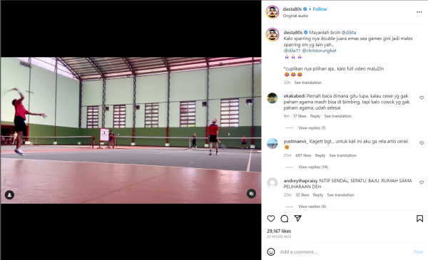 Instagram Desta Diserbu usai Gugat Cerai Natasha Rizki, Netizen: Apa Mau Kembali ke Gisel?