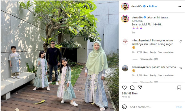 Desta dan Natasha Rizki Diduga Isyaratkan Rumah Tangga Tak Baik Lewat Foto Lebaran