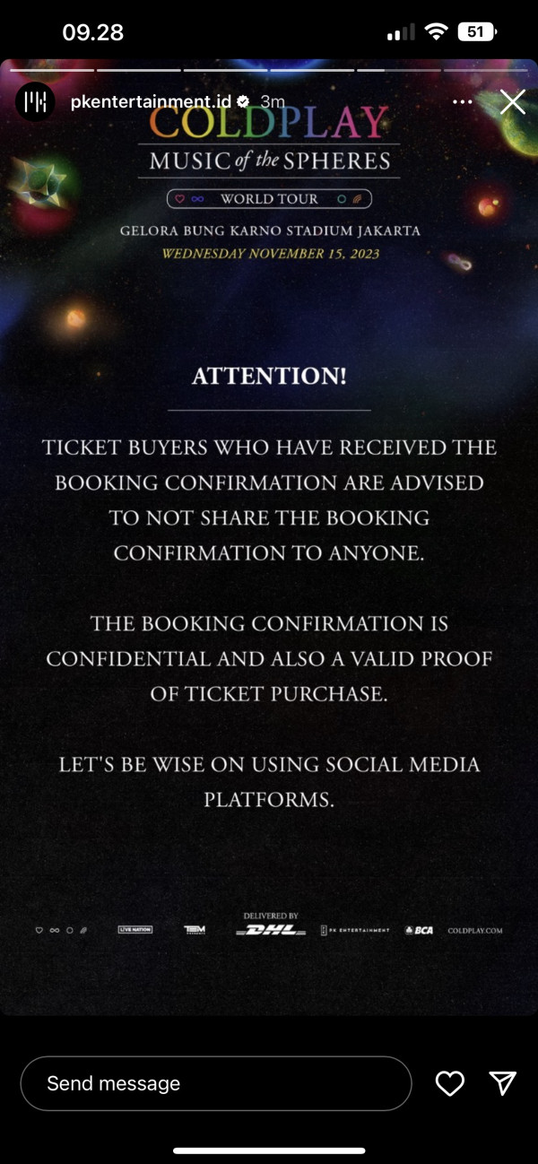Awas, Jangan Pamer Tiket Konser Coldplay di Medsos