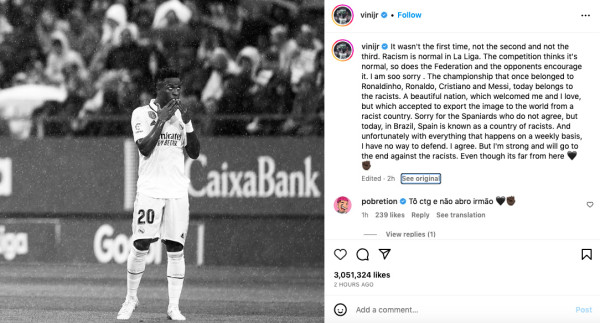 Vinicius Jr Diteriaki Monyet dan Dihukum Kartu Merah