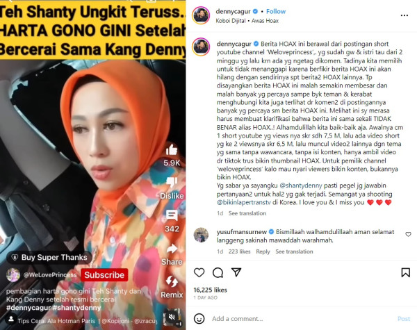 Denny Cagur Jawab Isu Digugat Cerai Istri: Berita Hoaks