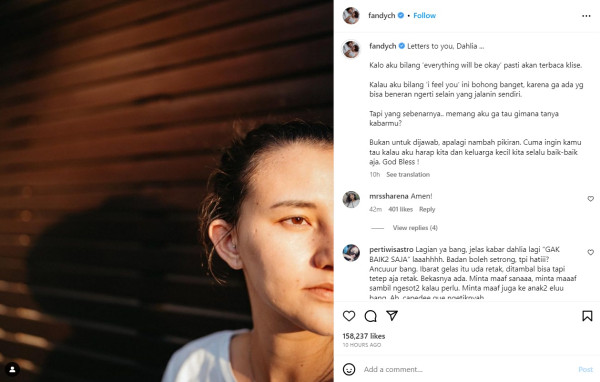 Fandy Christian Tulis Surat untuk Dahlia Poland usai Diduga Selingkuh: Aku Harap Kita Baik-baik Aja