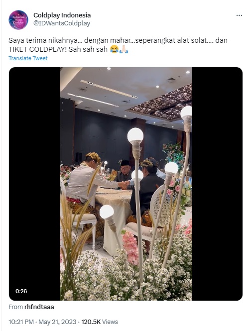Viral! Pasangan Ini Menikah dengan Mahar Tiket Konser Coldplay