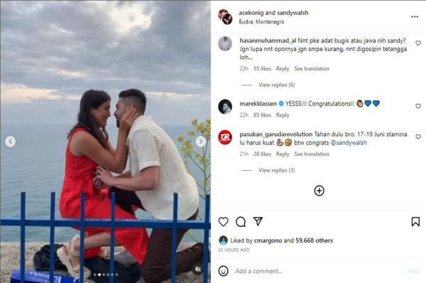 Sandy Walsh Lamar Kekasihnya, Netizen Indonesia: Tahan Dulu Bro, 17-19 Juni Stamina Harus Kuat!