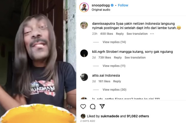 Heboh! Snoop Dogg Unggah Ulang Video Kocak Berbahasa Indonesia