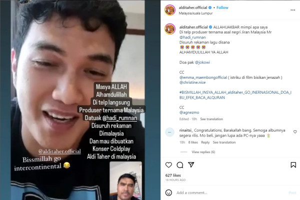 Aldi Taher Ditelepon Produser Malaysia Diajak Rekaman dan Gelar Konser Tribute to Coldplay