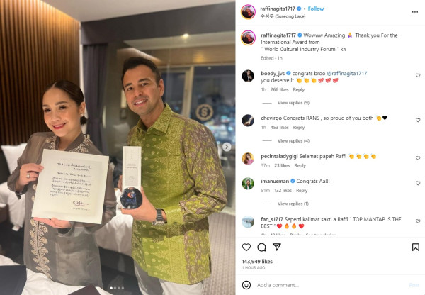 Batal Berangkat Haji, Raffi Ahmad dan Nagita Slavina Terbang ke Korea untuk Terima Penghargaan