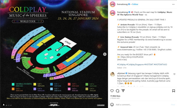 Harga Tiket Konser Coldplay di Singapura Lebih Murah dari Jakarta