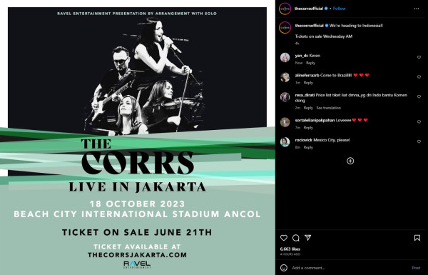 The Corrs Akan Gelar Konser Reuni di Jakarta pada 18 Oktober 2023