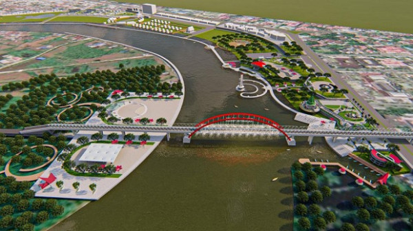 Jembatan Kahayan dan Kawasan Tugu Soekarno Dilengkapi Water Front City