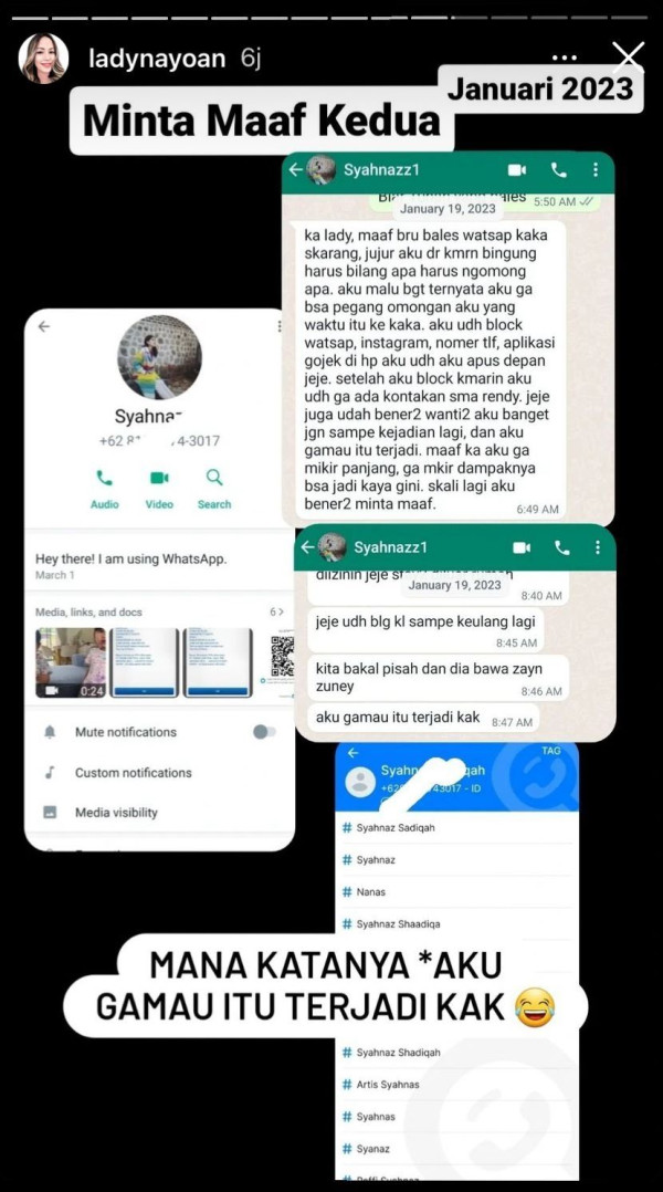 Perselingkuhannya Terbongkar, Syahnaz Sadiqah Sempat Minta Maaf ke Lady Nayoan