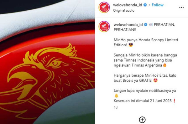 Honda Bakal Kasih Gratis Scoopy Edisi Spesial Indonesia Vs Argentina Hari Ini