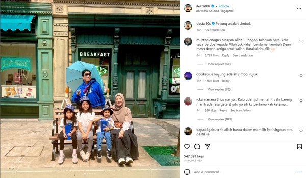 Desta Liburan Bareng Natasha Rizky dan Anak ke Singapura, Netizen: Berharap Kalian Rujuk