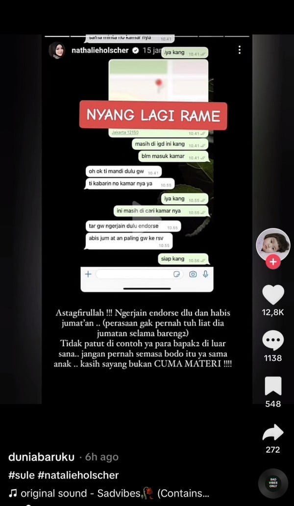 Adzam Masuk Rumah Sakit, Nathalie Holscher Geram dengan Sikap Sule