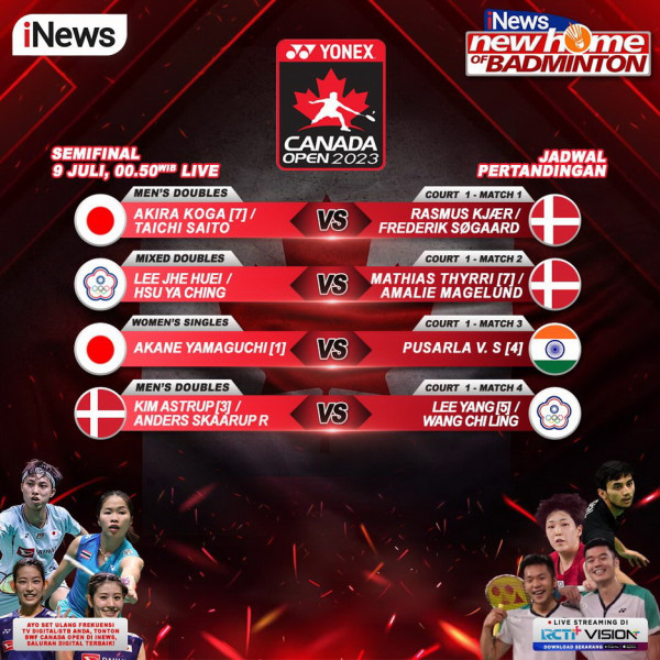Semifinal Canada Open 2023: Pertarungan Sengit Para Pebulutangkis Terbaik Dunia, Live di iNews