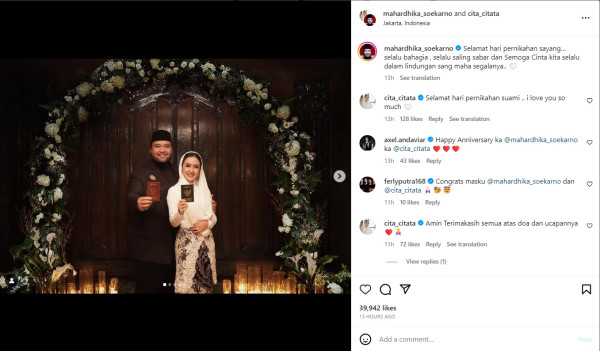 Ulang Tahun Pernikahan, Didi Mahardika Tulis Pesan Romantis untuk Cita Citata