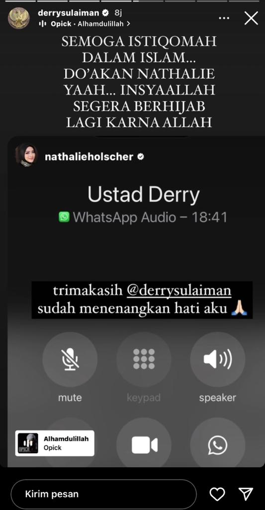 Ustaz Derry Sulaiman Sebut Nathalie Holscher Akan Berhijab Lagi: Semoga Istikamah
