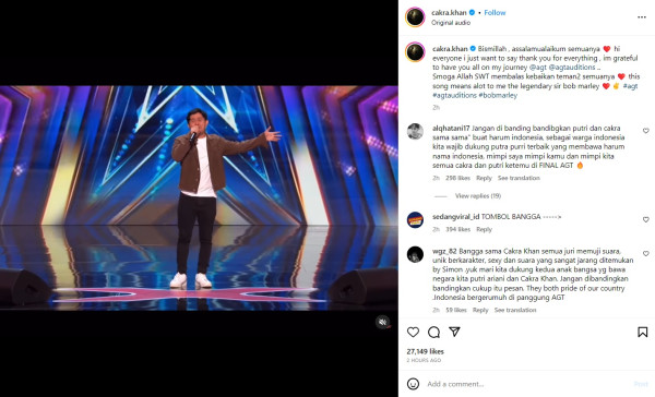 Cakra Khan Dapat 4 Standing Ovation dari Juri America's Got Talent, Suaranya Bikin Simon Cowell Jatuh Cinta
