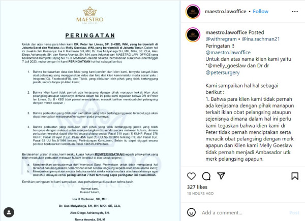 Fotonya Dicatut Merek Pelangsing, Melly Goeslaw Layangkan Somasi