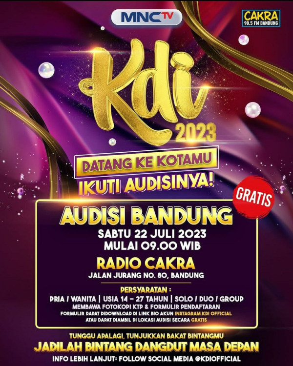 Warga Bandung hingga Tasik, Catat Hari dan Tanggalnya untuk Audisi KDI 2023!