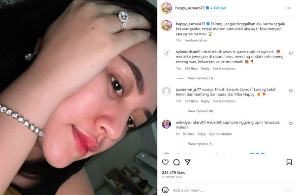 Happy Asmara Mendadak Curhat Minta untuk Tak Ditinggalkan: Mohon Tuntun Aku